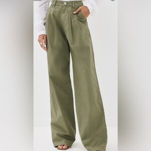 Olive Green Wide-Leg Pants